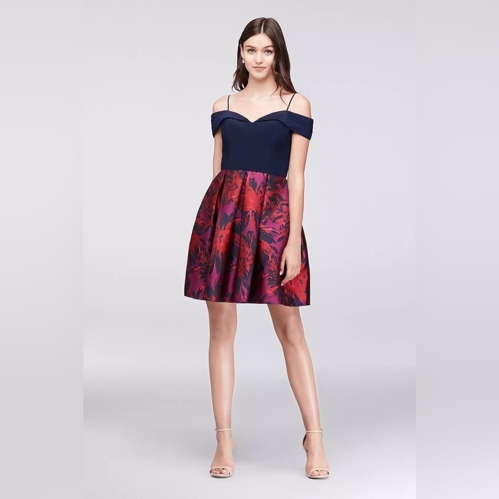 Morgan & Co. Off the Shoulder Jersey Jacquard Party Dress Size 11/12